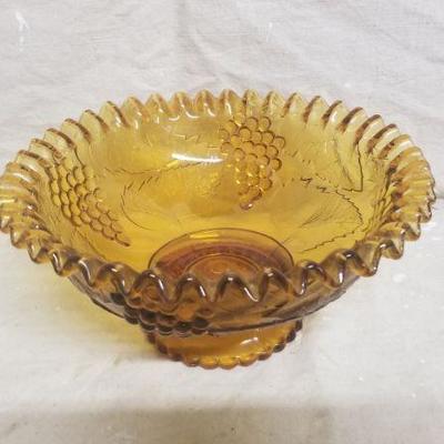 Lot 7 - Vintage Amber Glass Pedestal Depression Bowl