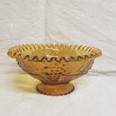 Lot 7 - Vintage Amber Glass Pedestal Depression Bowl
