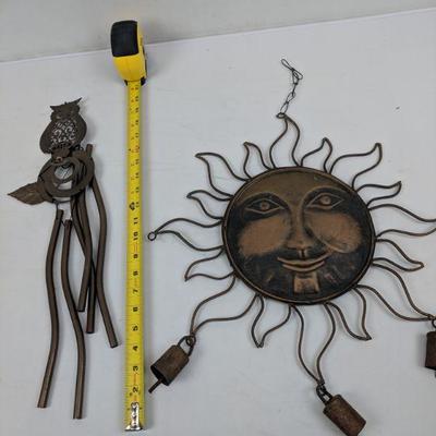 Wind Chimes, Bronze Color, Sun Wind Chime & Owl WInd Chime