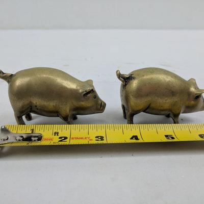 2 Brass Pig Statues