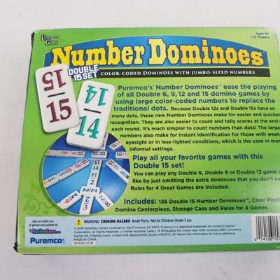 Number Dominoes. 135 pieces (missing 1 piece) With Case