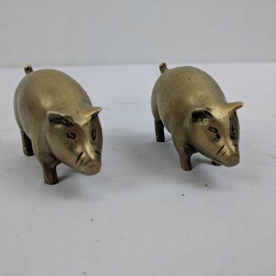 2 Brass Pig Statues