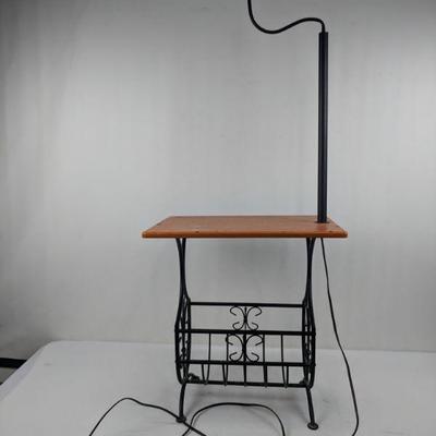 Side Table, Lamp, Magazine Rack