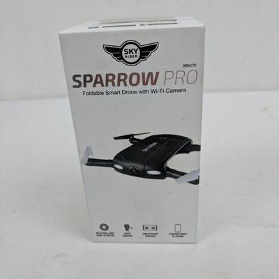 Small Sparrow Pro Foldable Smart Drone w/Wi-Fi Camera, Tested Works