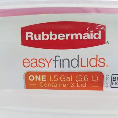 Two Rubbermaid Containers with Red Lids, 1.5 gallon size