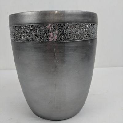 Silver Glimmer Wastebasket, Cracked