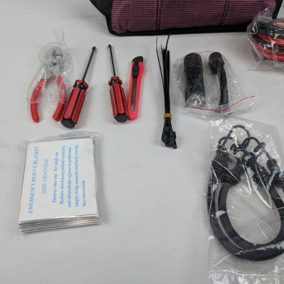 Pink & Blk Stalwart, Roadside Emergency Car Kit, Jumper Cables/Tools/Etc 