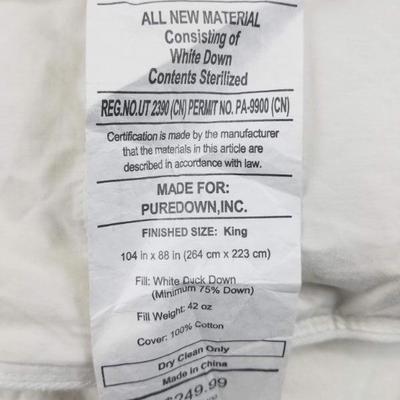 Pure Down Comforter, King Size 104
