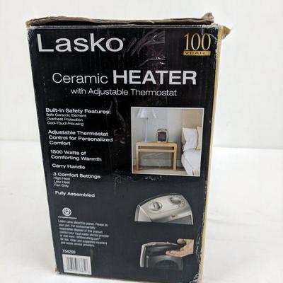 Compact Ceramic Heater, Lasko, Box Open/Works