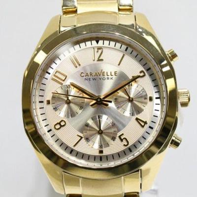 Caravelle NY 44L118 Men's St. Steel Gold Plated Chronograph WR. Watch