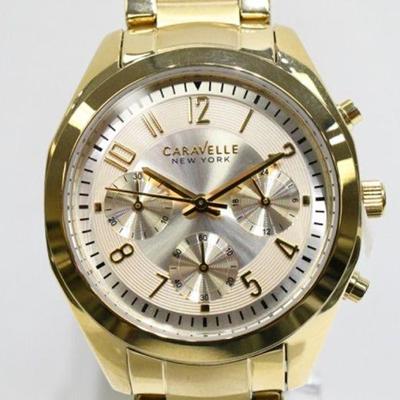 Caravelle NY 44L118 Men's St. Steel Gold Plated Chronograph WR. Watch 