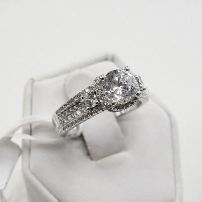 Sterling Silver & CZ Solitaire Ring - New
