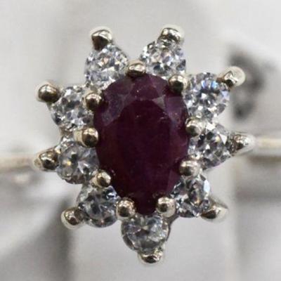 Sterling Silver & Ruby Ring - New