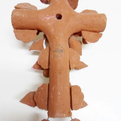 Clay Pottery Hand Painted Cross