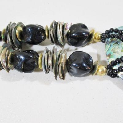 Vintage Mother of Pearl Costume Sea Shell Pendant Fashion Statement