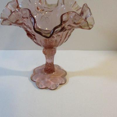 Vintage Fenton Ruffle Bowl 14" x7"  Signed Pink
