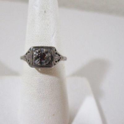 Antique Ladies 925 Garnet Square Royal Ring Size 7