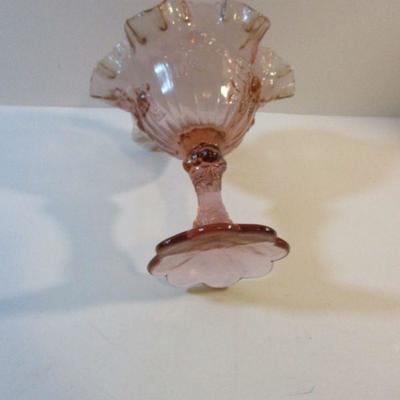 Vintage Fenton Ruffle Bowl 14" x7"  Signed Pink