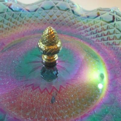 VINTAGE FENTON OPALESCENT BLUE TABLE CANDY DISH 9"