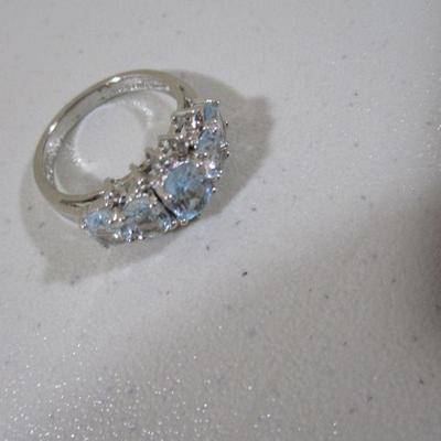 Vintage Estate Aquamarine Estate Size 7 Ring Sterling Silver