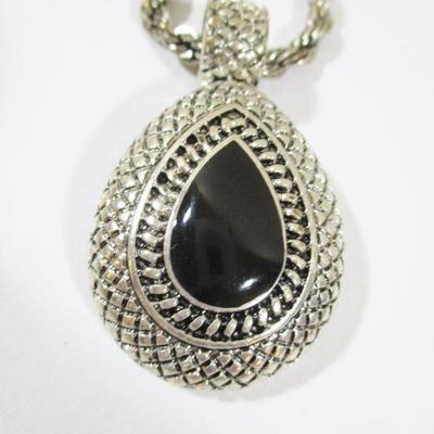 Vintage Silver and Black Oval Costume Set Runway fashion