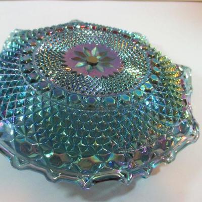 VINTAGE FENTON OPALESCENT BLUE TABLE CANDY DISH 9"