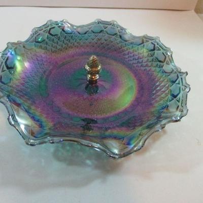 VINTAGE FENTON OPALESCENT BLUE TABLE CANDY DISH 9"