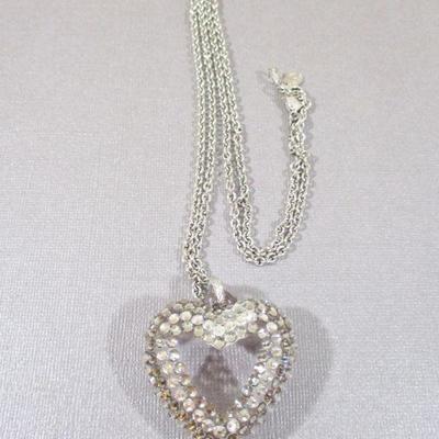 Tarina Tarantino  Bubble Lucite Swarovski Crystal Puffy Heart Necklace 15"