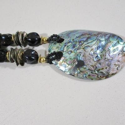 Vintage Mother of Pearl Costume Sea Shell Pendant Fashion Statement