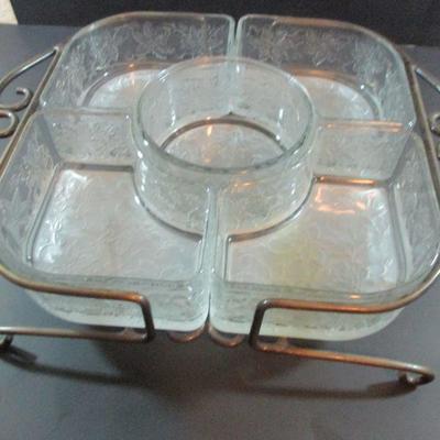 Large Crystal Princess House Sectional serving Tray 12+x 14"