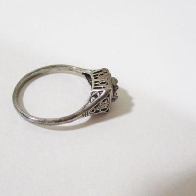 Antique Ladies 925 Garnet Square Royal Ring Size 7