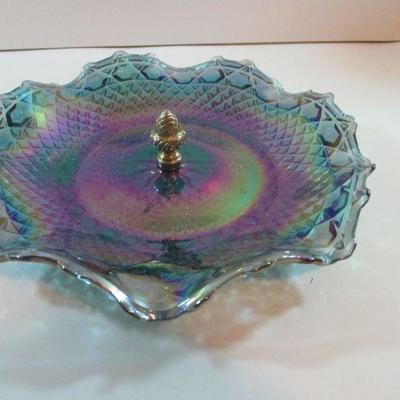 VINTAGE FENTON OPALESCENT BLUE TABLE CANDY DISH 9"