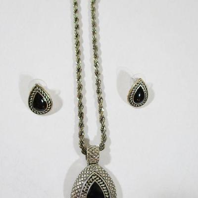 Vintage Silver and Black Oval Costume Set Runway fashion