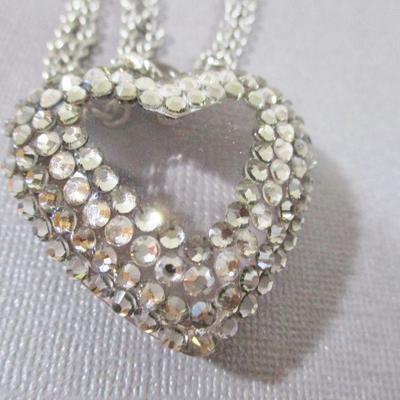Tarina Tarantino  Bubble Lucite Swarovski Crystal Puffy Heart Necklace 15"