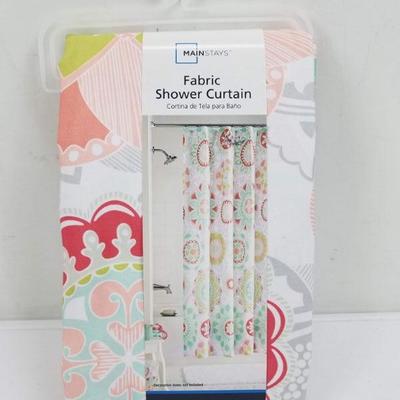 Mainstays Fabric Shower Curtain, Groovy Medallion - New