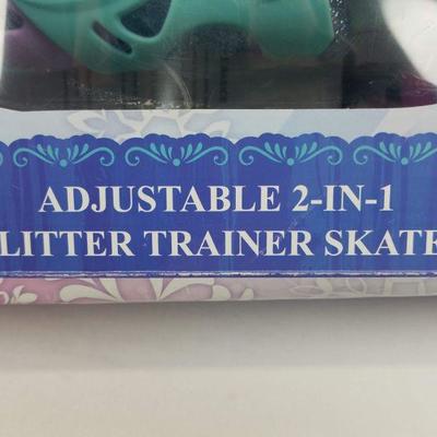 Disney Frozen Glitter Trainer Skates, Adjustable 2-in-1 - New
