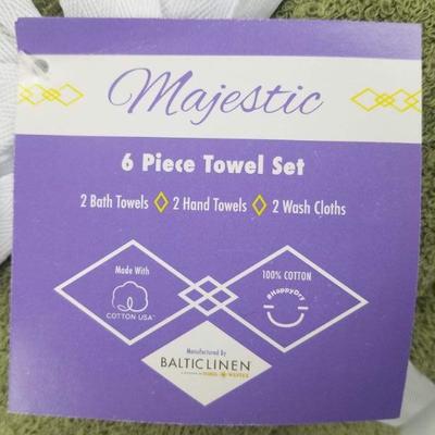 6 piece Towel Set by Majestic, Moss Green Color - New
