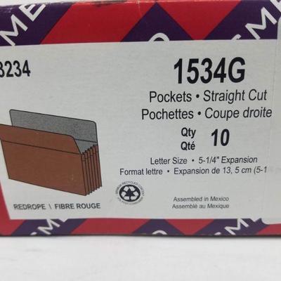 Smead Straight Cut Pocket Files Qty 10 - New