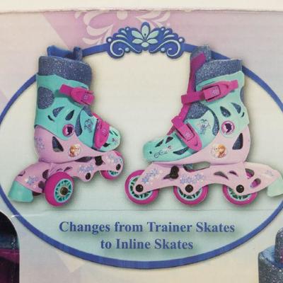 Disney Frozen Glitter Trainer Skates, Adjustable 2-in-1 - New