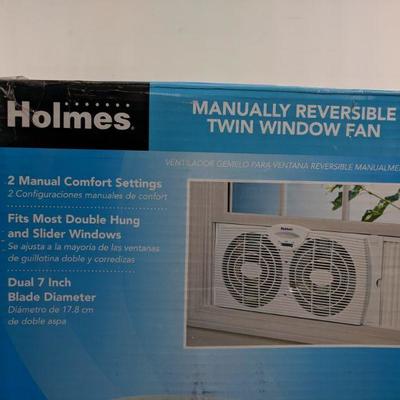Manually Reversible Twin Window Fan, Open Box - New