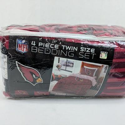 4 PC Twin Size Bedding, NFL Cardinals, Comforter/Pillowcase/Sheet Set - New