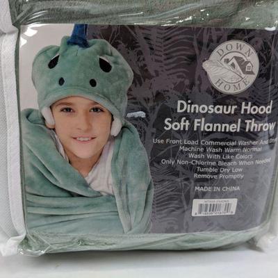 Dinosaur Hood Soft Flannel Throw - New
