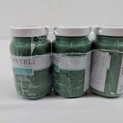 3-8fl oz. Waverly Chalk Paint (Fern), Acrylic Paint Matte Finish, No Prep -  New