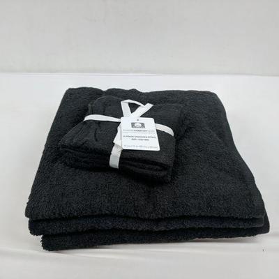 Black Bath Towel and Washcloth Cotton Bundle Set - 10 Piece Set - New