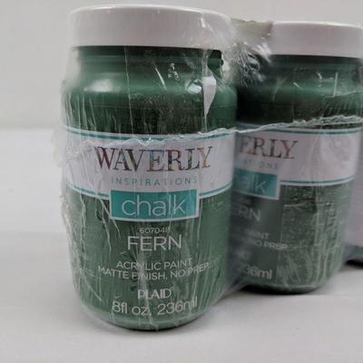 3-8fl oz.  Waverly Chalk Paint (Fern), Acrylic Paint Matte Finish, No Prep - New