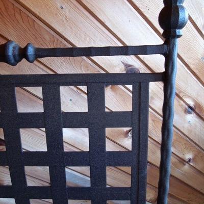Lot 3: Slate 60" Counter Height Patio Table with 6 Woven Iron Chairs