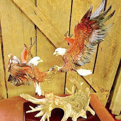 Lot 36: MONTEFIORI Collection 25in Fighting Bald Eagles Above a Branch