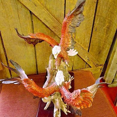 Lot 36: MONTEFIORI Collection 25in Fighting Bald Eagles Above a Branch