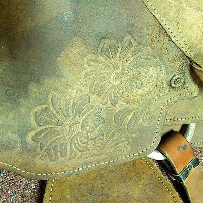 Lot 12:  14.5" Western Trail  Pleasure Tooled Saddle Suede and Leather