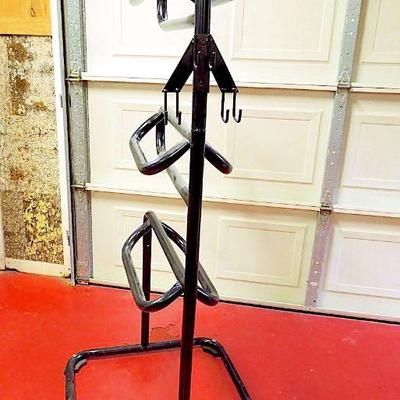 Lot 26:  Three Tier Polished Metal Saddle Rack with Hooks